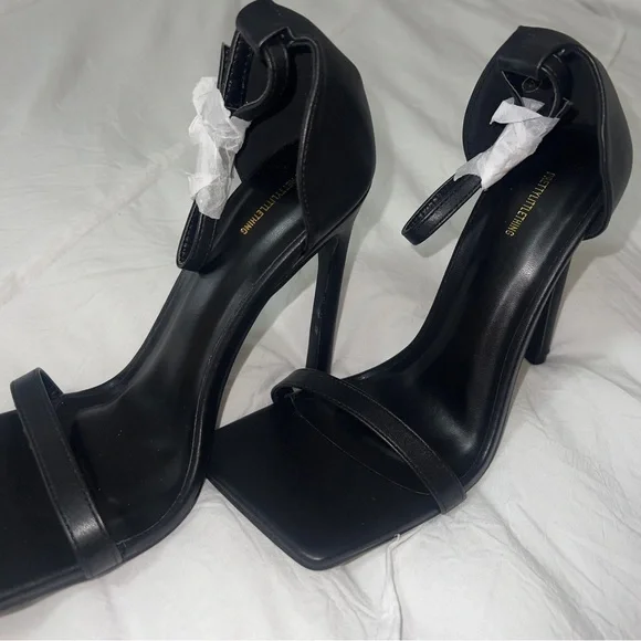 NWOT PLT Black Clover Barely There Square Toe Strappy Heels - Picture 13 of 16